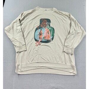Inamorata Oversized Long Sleeve Top Off-White Cream Screen Print Soft Cotton